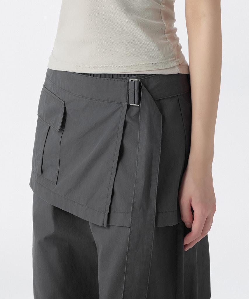 MUSINSA STANDARD WOMAN Women'S Wrap Skirt Parachute Pants [Dark Gray]