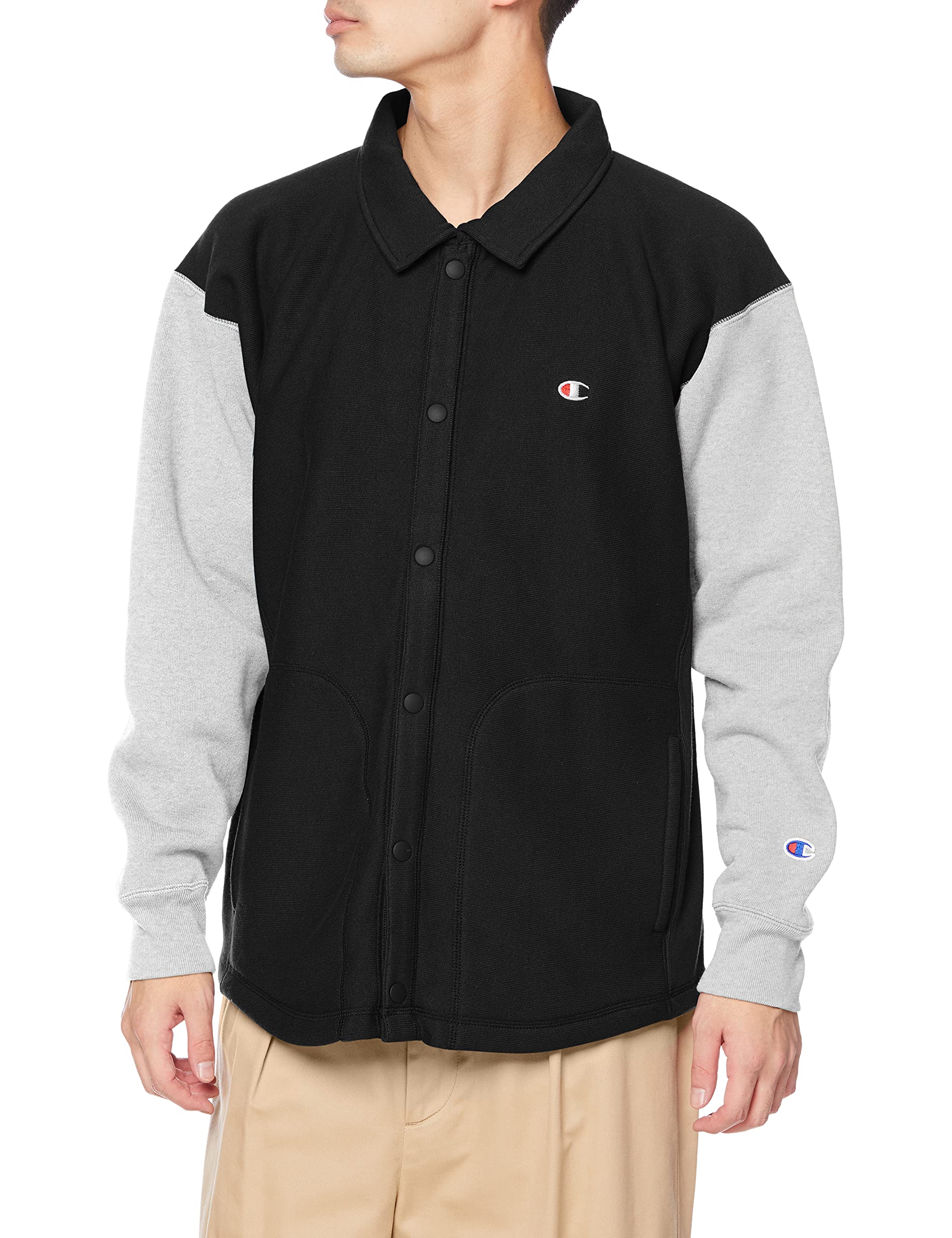 

Champion Reverse Snap Jacket with Size L Weave® One-Point Logo, C3-U032, Men s, Black, чорний