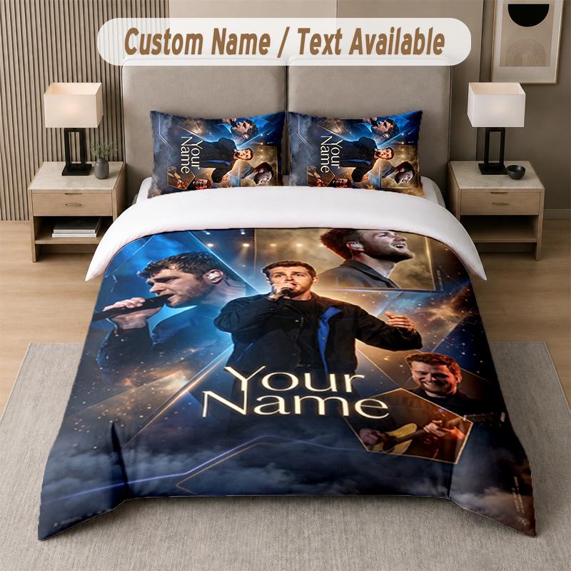 Alex Warren 3Pcs Bedding Set, Personalized Custom Name Text, 1 Duvet Cover & 2 Pillowcases For Bedroom