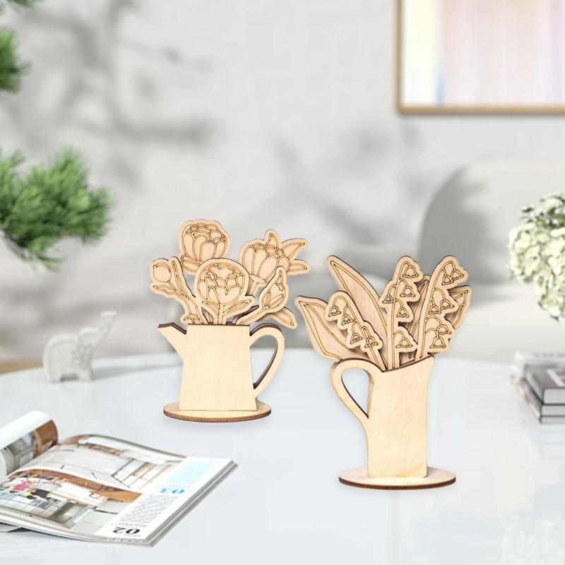 1 Stück Heimdekoration Malerei Handwerk Bouquet Ornament Handgefertigt DIY Holz Kreative Geschenke Mehrschichtige Kunstblumen Vasendekoration