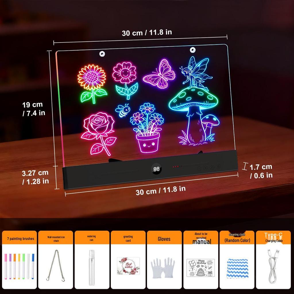LED Bedside Reading Lamp with Timer - Eye Protection, Dimmable, Nightlight & Doodle Function