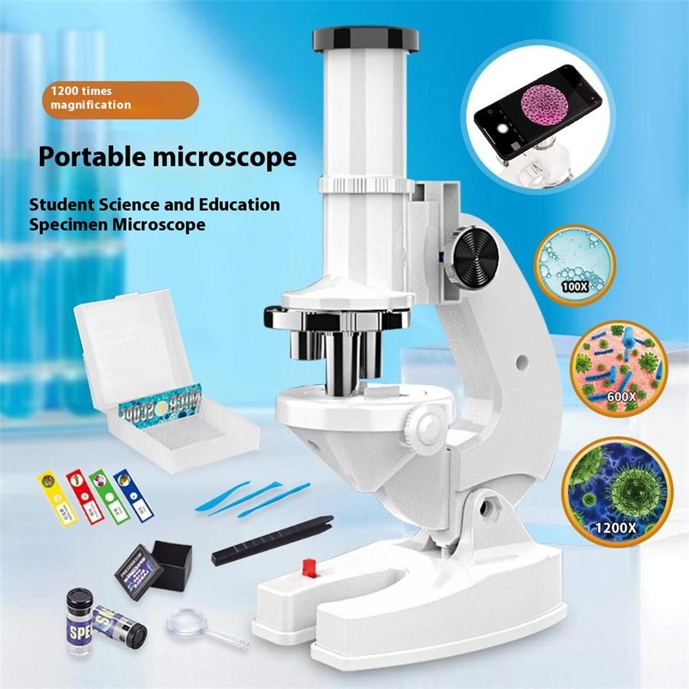 2235 Children Microscope 1200X Magnifying Phone Observation STEM Students Science Experiment Toy