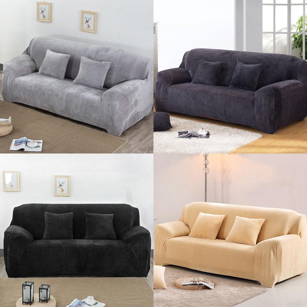 Fit Easy Sofa Slipcover Stretch Protector Soft Cover Thick Plush Velvet Seat 14