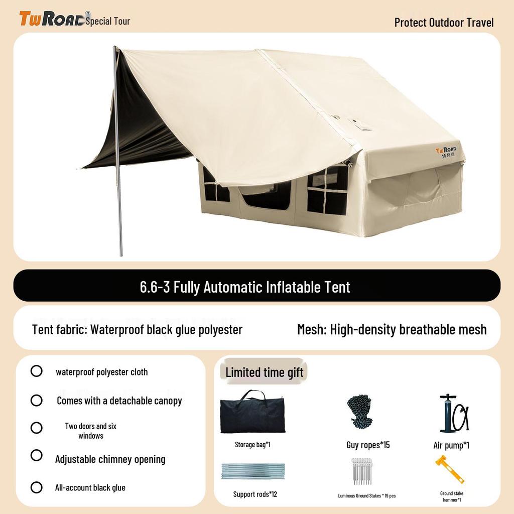 Automatic Inflatable Family Camping Tent with Sun Protection, Windproof & Waterproof Features