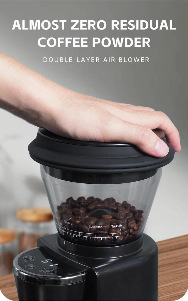 HiBREW G3 Electric Coffee Grinder, 34-Gear Scale, 210g Bean Container, 100g Powder Tank, 48mm Conical Burr, Anti-Static Function, Manual/Auto Mode