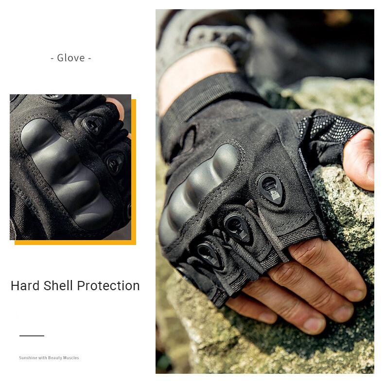 OLIKEI Half Finger Tactical Gloves for Men Hard Shell Military Gloves Anti-slip Wear-resistant Outdoor Climbing Gloves Motorcycle Cycling Gloves