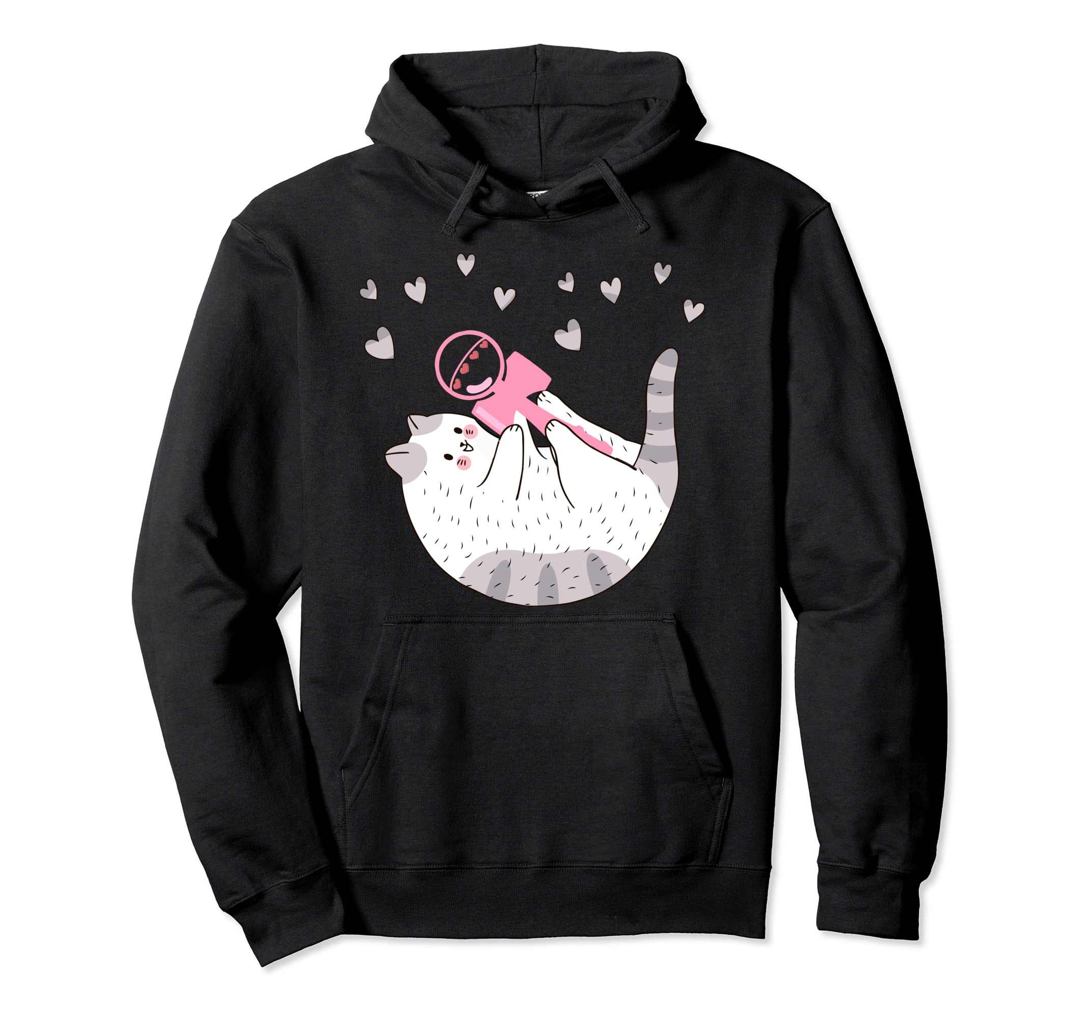 

Cute wool cat playing kendama heart hoodie чёрный