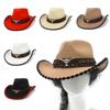 RoleplayCowboy Caps for Adult WideBrim Fedoras Hat with Hat Belt RolePlay Cowboy Hat Carnivals Party Costume Accessories