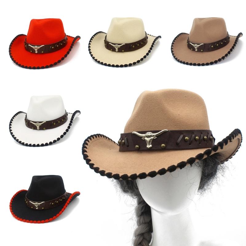 RoleplayCowboy Caps for Adult WideBrim Fedoras Hat with Hat Belt RolePlay Cowboy Hat Carnivals Party Costume Accessories