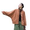 Women's Winter Ramie Quilted Diamond Pattern Cotton Coat with Frog Buttons - Bohemian Style
