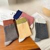 Women's Spring and Summer Striped Thickened Warm Mid-calf Socks, Trendy and Versatile Pile Socks, Anti-odor Cotton Socks
