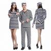 Prisoner's Clothing Classic Black-and-white Striped Couple's Prison Outfits Hats Dress Halloween Party Performance Costume