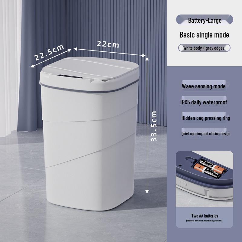 2026 Smart Sensor Trash Can: 14L with Blue Light Night Light, Press Ring Flip Lid & Spiral Pattern.