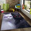 Black Cat and White Cat Printed Carpet for Living Room Bedroom Bedside Bathroom Floor Mat Area Rug Sofa Mat Home Decor