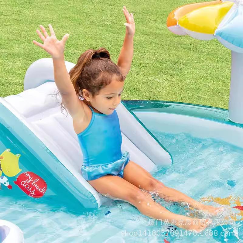 Summer Inflatable Toys Children's Water Play Pool with Slide Crocodile Inflatable Swimming Pool Crawling Pool with Water Spray