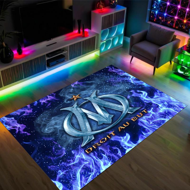 Olympique Lyonnais FC Design Crystal Velvet Carpet Cozy Non?Slip Printed Rug For Bedroom Living Room Entrance