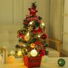 1Pcs Miniature Christmas Tree with Lights and Ornament Handmade Tabletop Decoration Desktop Adorment Party Supplies