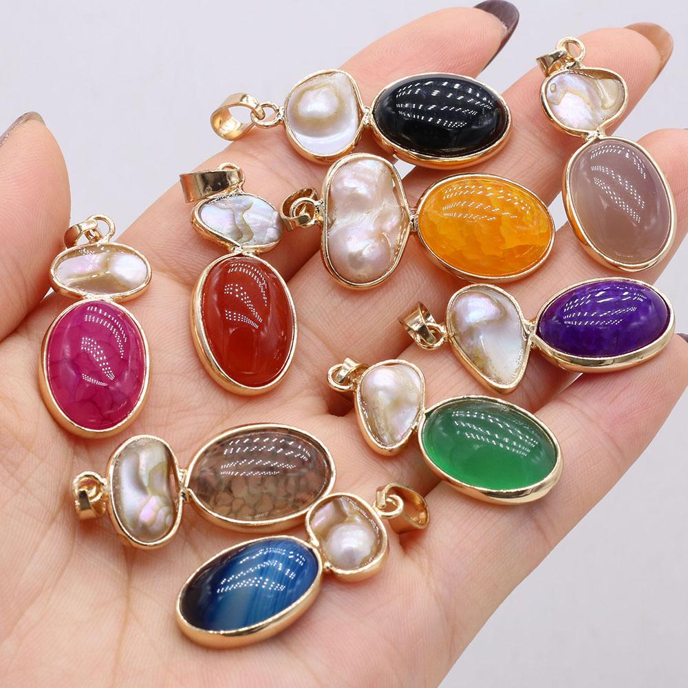 1Pc Unique Natural Stone Agate Pendant, Bohemian Irregular Women Charms for DIY Necklace Earrings Decoration Accessories, Carnival Jewellery Making
