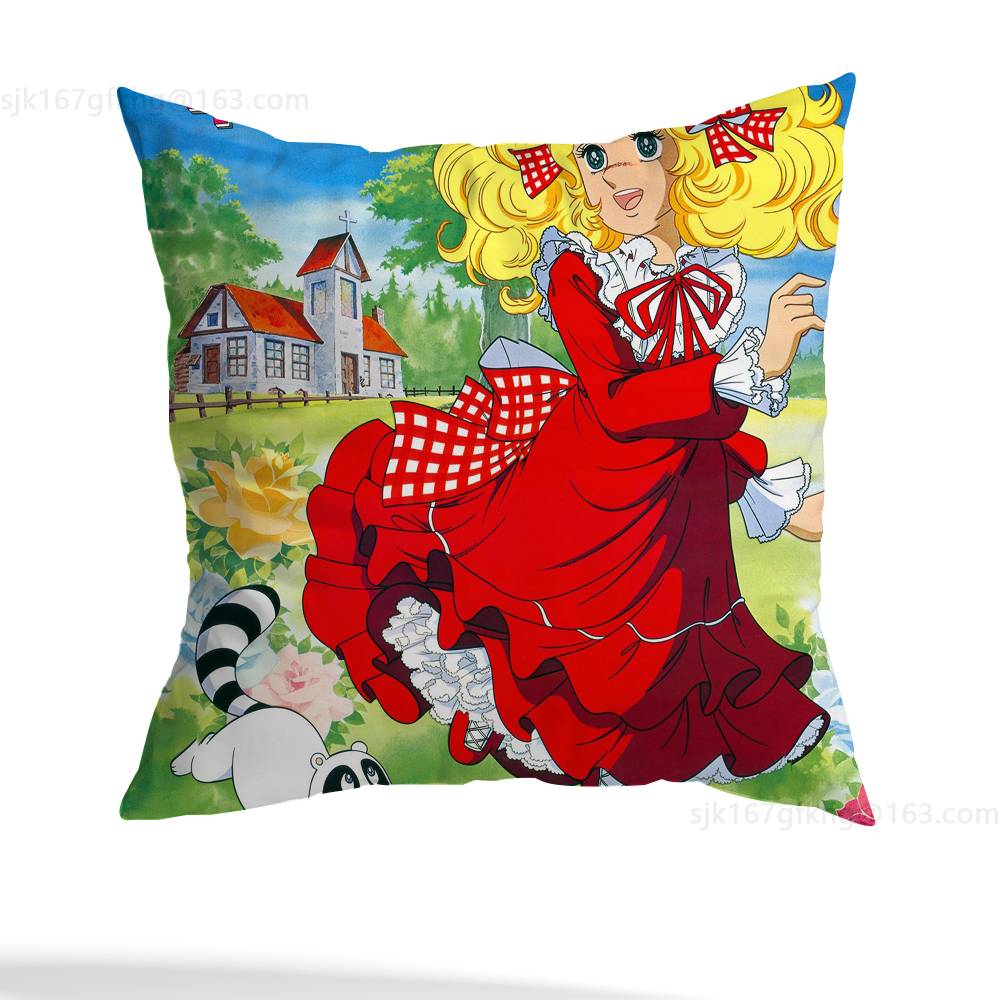 C-Candy Süßigkeit Anime Kissenbezug Anti-Milben Kissenbezug Unsichtbarer Reißverschluss seidiger kurzer Plüsch Sofakissenbezug