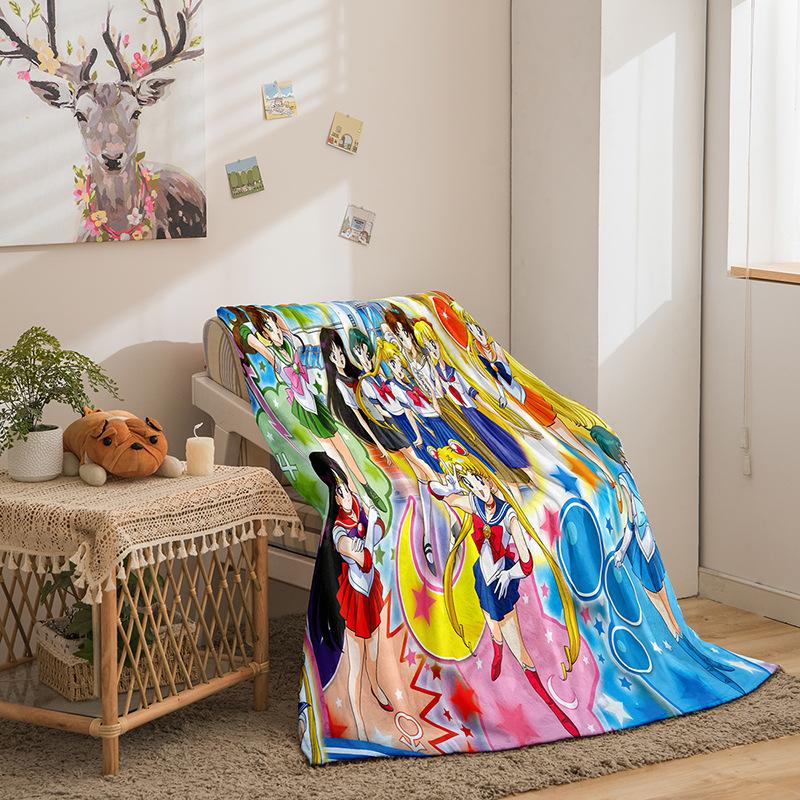 Cartoon Beautiful Girl War Series Double-Sided Flannel 3D Digital Printing Blanket, Blanket