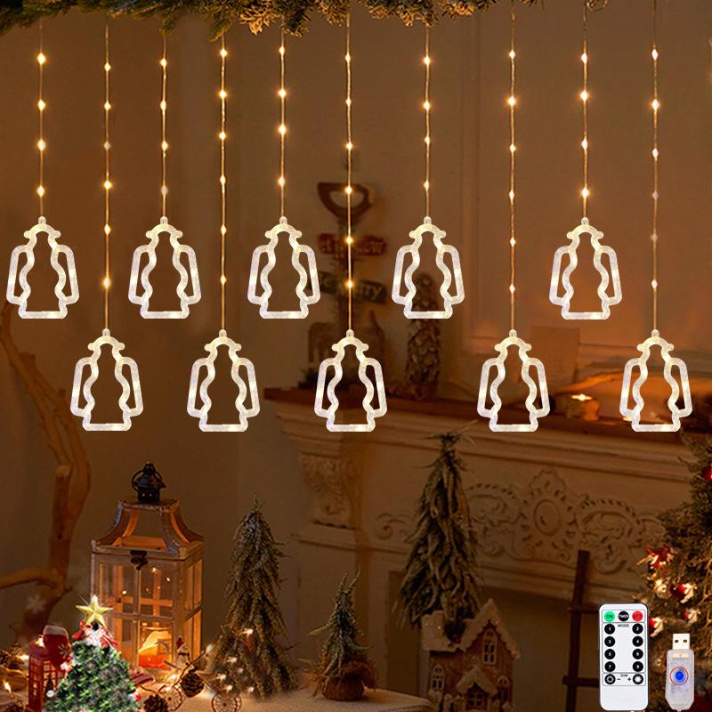 Diwali Usb Curtain String Lights Hanging Diya Ring Ornaments 8 Modes Window Curtain Light Home Mandir for Muslim Holiday Decor