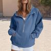 Women's Fashion Solid Color Pullover Casual Loose Button Sweatshirt