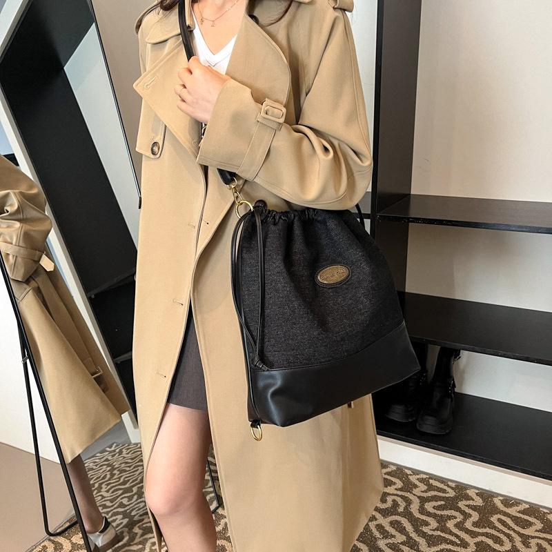 Women's Retro Plaid Hand-Carry Crossbody Commuter Bag, Autumn/Winter Portable Bucket Style