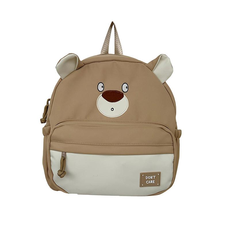 Stylish Color Block Cartoon Bear Backpack Soft And Breathable For Unisex School Use