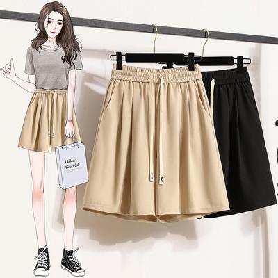 Women's Summer Ice Silk Capris Oversized Slimming Wide Leg Pants Loose Casual A-line Shorts