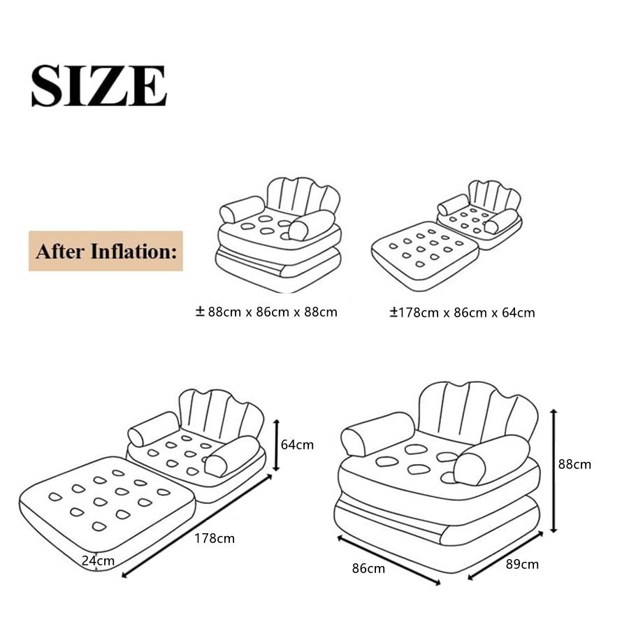Inflatable Sofa Outdoor Adult Lazy Sofa Multifunctional Five In One Inflatable Bed Convenient Beach Sofa Foldable Lounge Chair