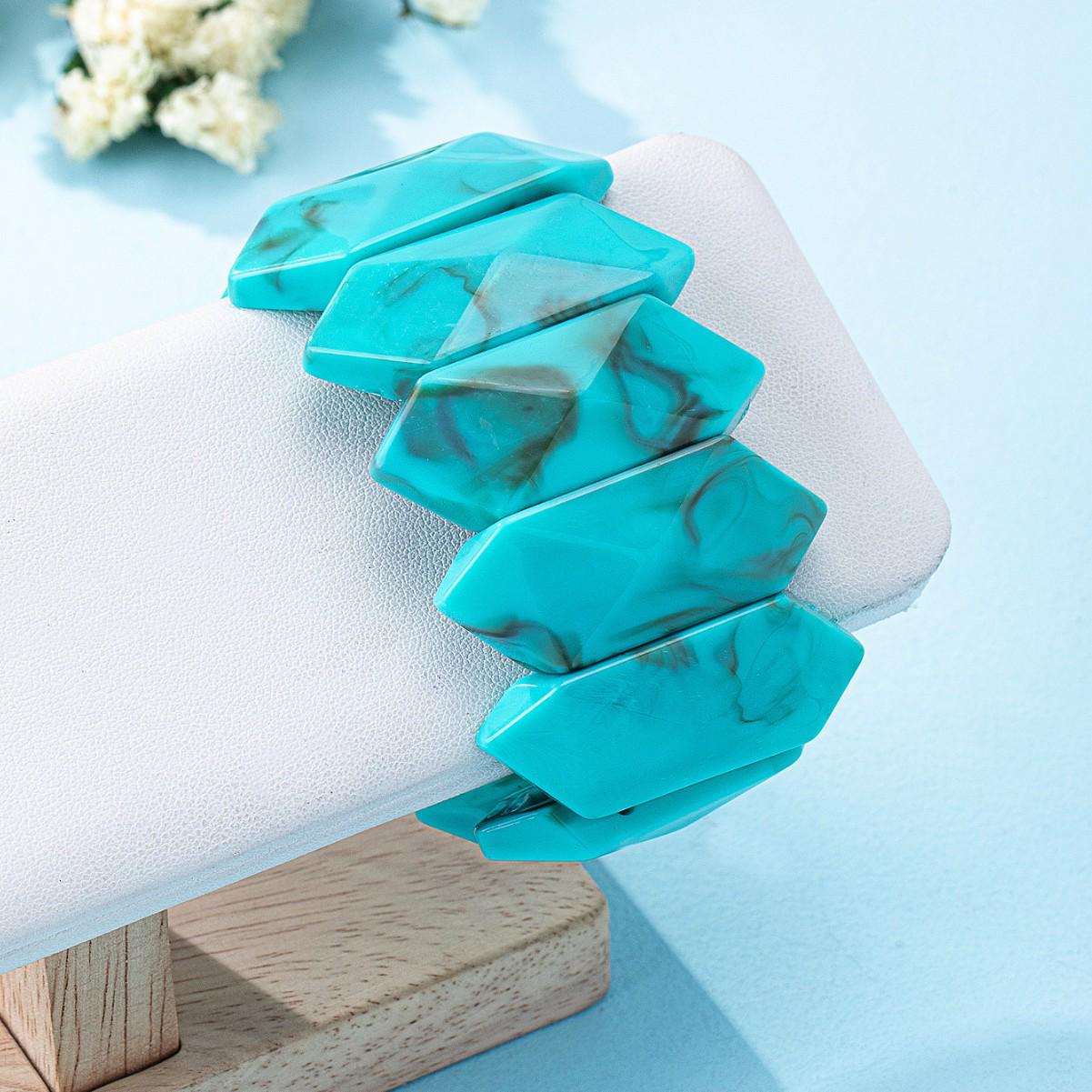 Stylish Personalized Women s Resin Bracelet with Geometric Elastic Cord