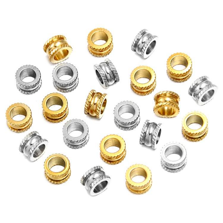 Two-Color 5*8mm Stainless Steel Striped Spacer Beads for Handmade Jewelry Bracelets