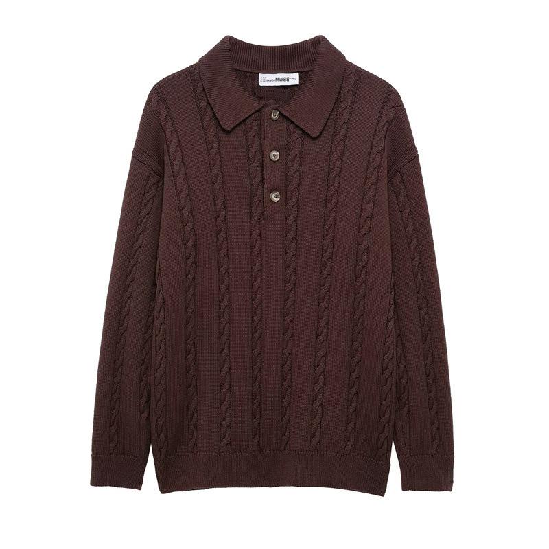 

TAOP&ZA Women s Spring Long Sleeve Polo Collar Knitted Sweater Small