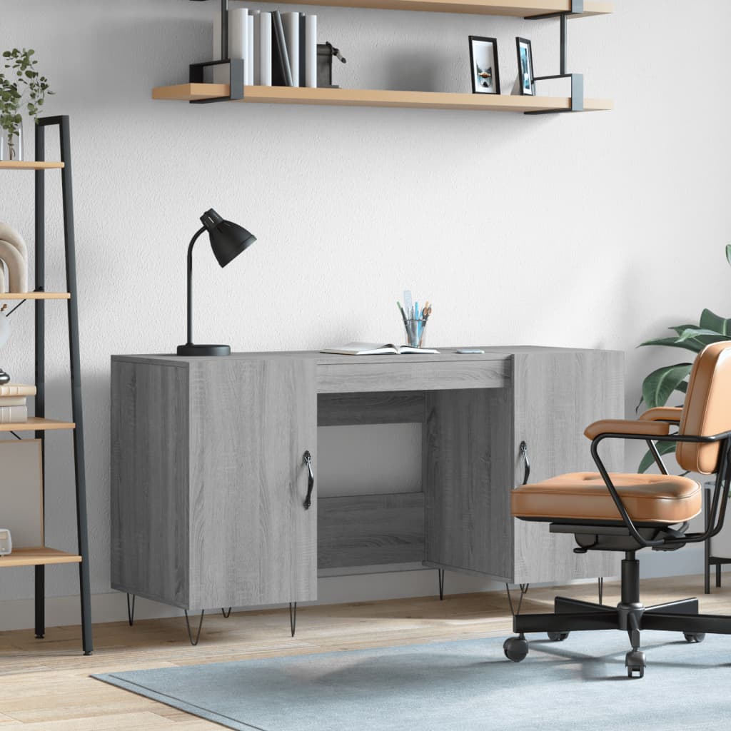 Scrivania Grigio Sonoma 140x50x75 cm Truciolato