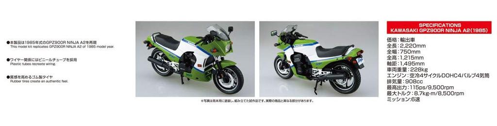 Aoshima Bunka Kyozaisha Bike Series Kawasaki GPZ900R Ninja A2 Typ Plastový Model 1/12 č.43