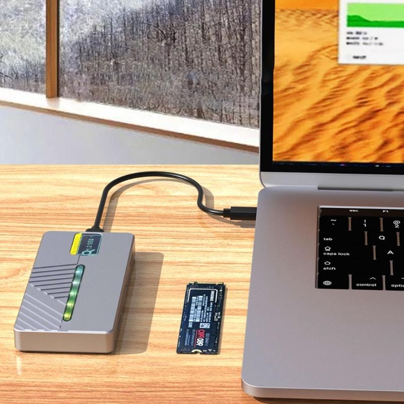 Корпус для твердотельного накопителя Intelligent Display M.2 NVMe/SATA с поддержкой USB3.2 10 Гбит/с и корпусом из алюминиевого сплава на 4 ТБ