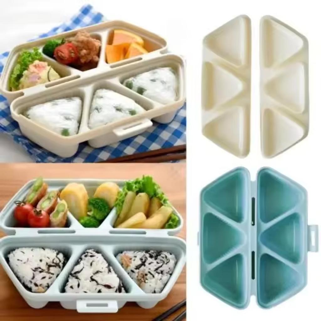 6 Grid Triangle Onigiri Mold Box PP Material Portable Rice Ball Shaper for Bento Lunch Making