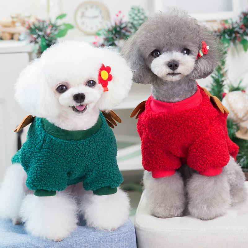 Christmas Dog Halloween Costumes Clothes Hoodies Cold Weather Winter Coat Reindeer Design Sweater for Small Dogs Cats
