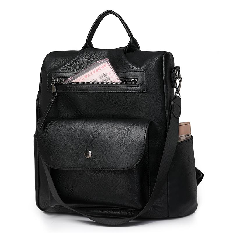 Large Capacity Travel Bag Women's Soft Leather Backpack Retro Commuter Backpack