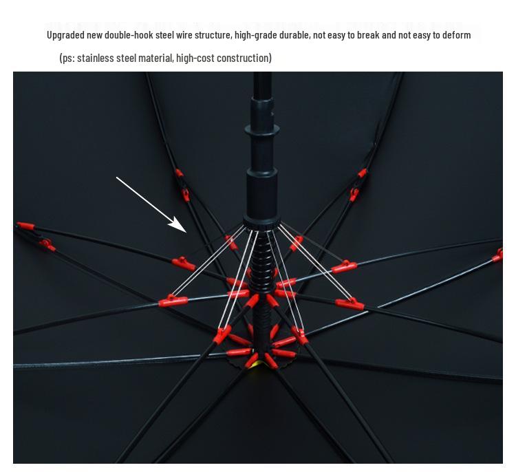 Men's Large Black Golf Umbrella with Long Handle – Customizable High-End Business Gift