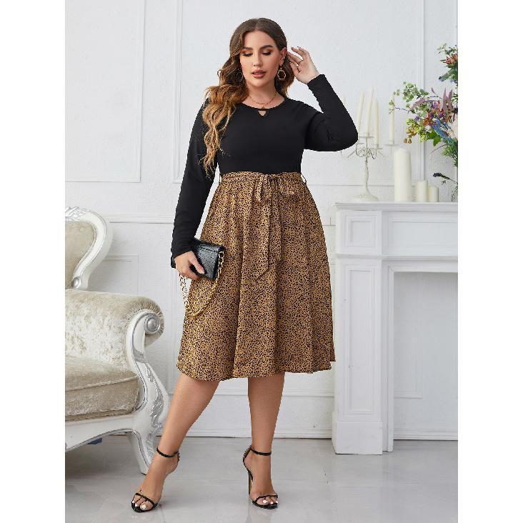 

Модное платье с леопардовым принтом большого размера, свободного кроя, с длинным рукавом для женщин 4XL черный коричневый