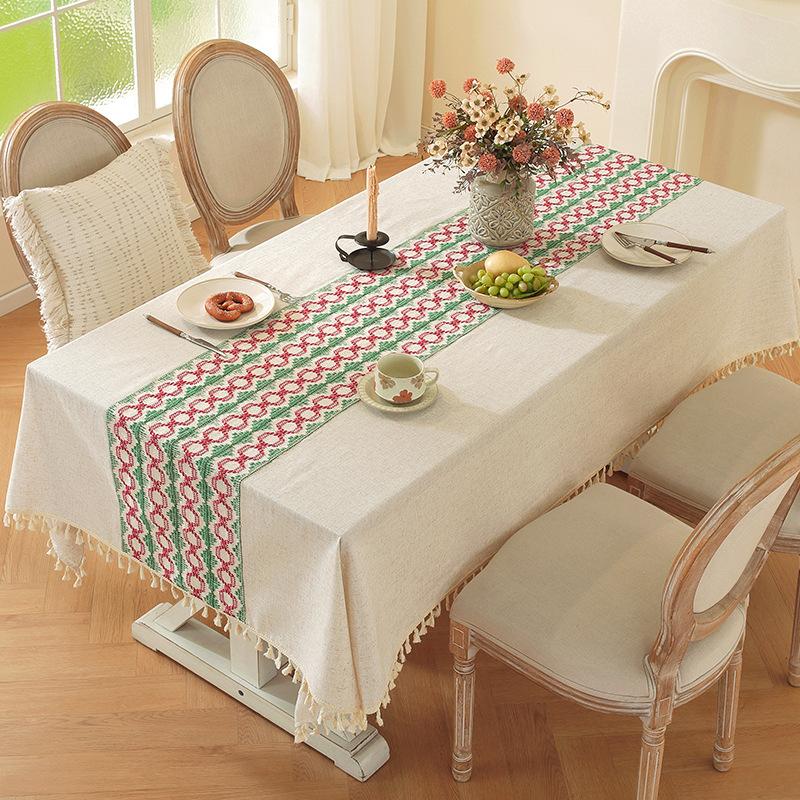 Tischdecke Polyester Hanf Schlichtes Temperament Hohlnaht Rechteckig Hochwertig Retro Kaffeetisch Esstisch Abdeckung Tuch Punkt