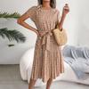 Fashion Women's Summer Round Neck Casual Fashion Printed Pullover  Dress