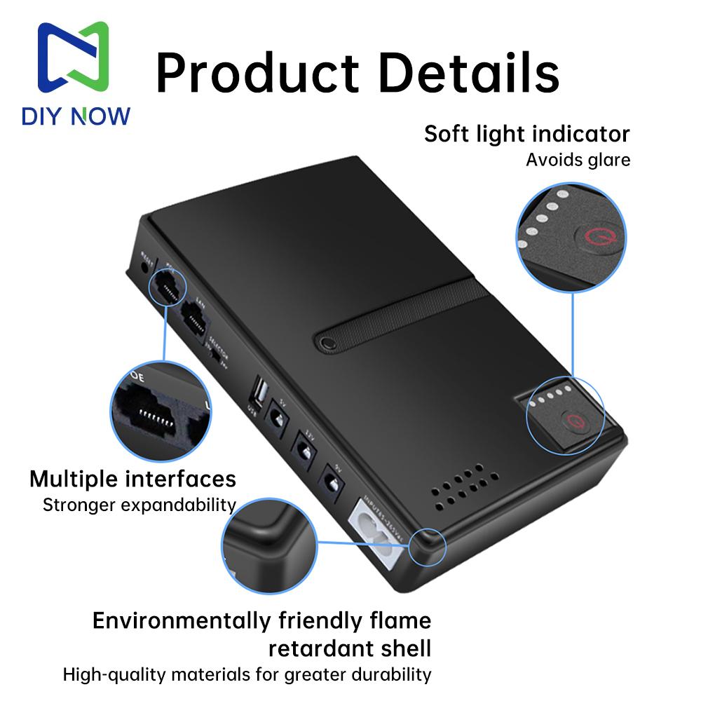 AC85-265V DC1018L Router 5V 9V12V Fiber Optic Modem Monitoring Backup Ups Uninterruptible Power Supply For 18650 Lithium Battery
