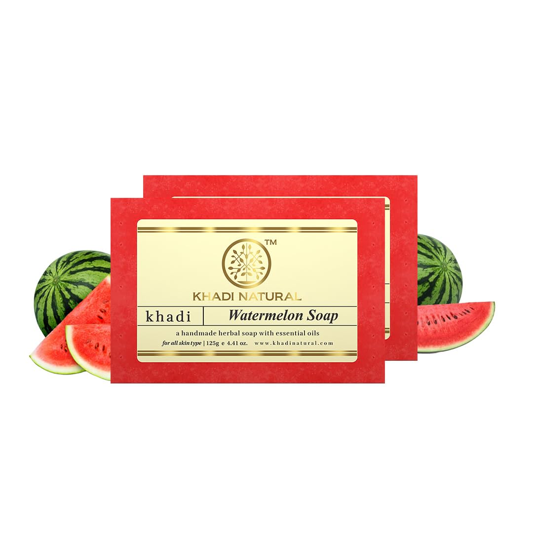

KHADI NATURAL Мило-кавун Глибоке очищення Мило для ванни Для свіжої сяючої шкіри Упаковка 2 x 125 г кожне