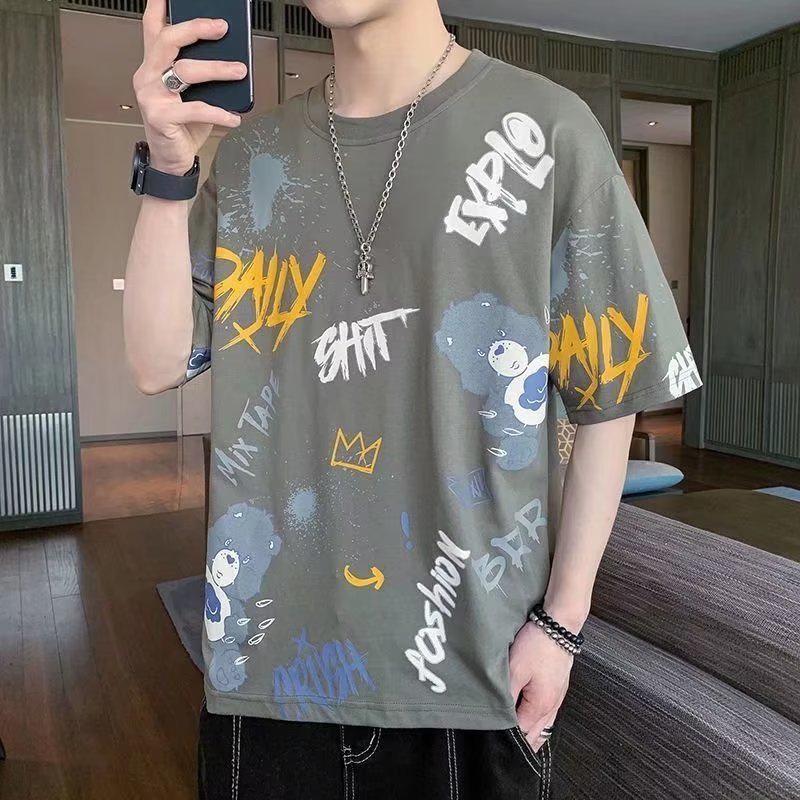 Herren 2024 Kurzarm Locker Rundhals T-Shirt - Sommer-Trend im Hongkong-Stil