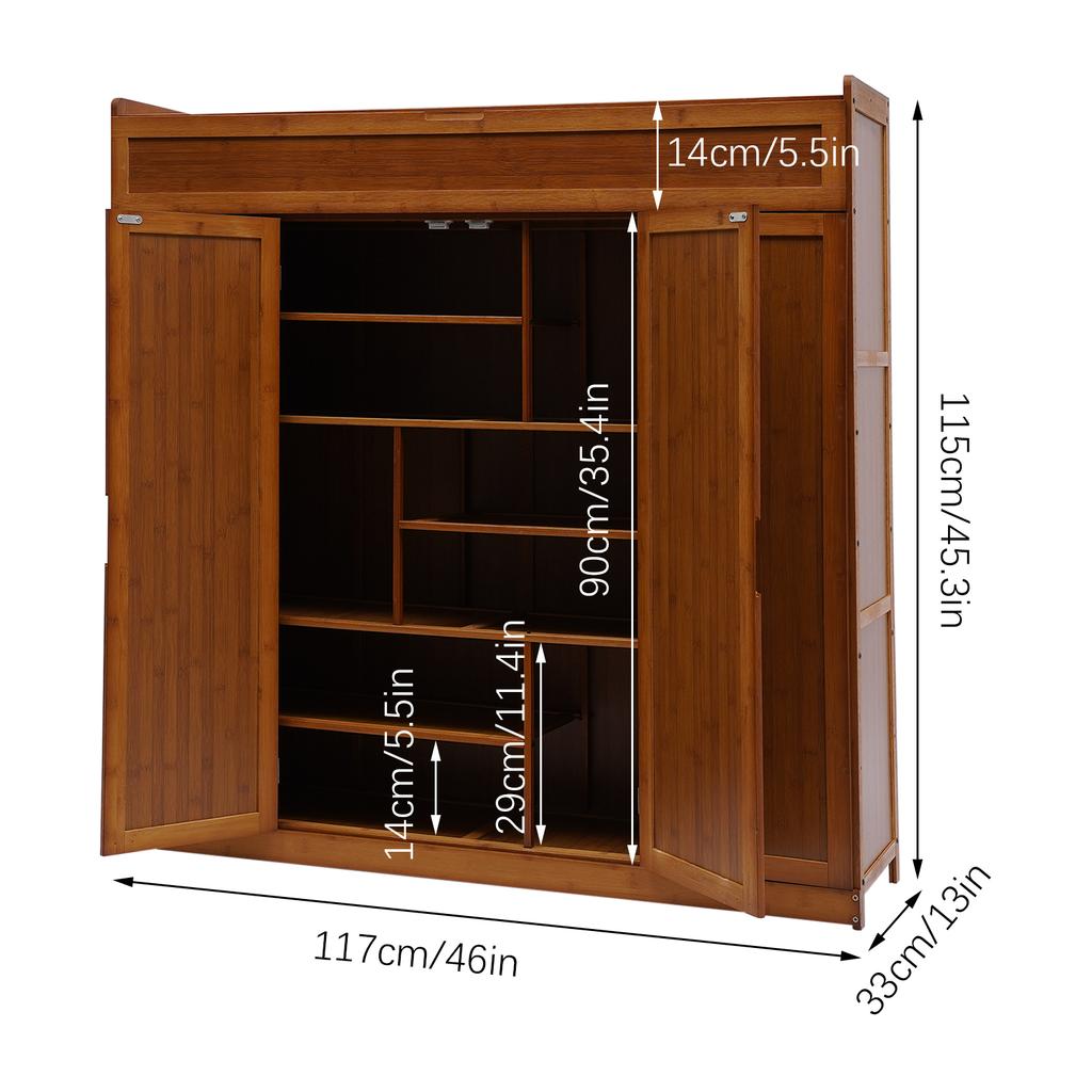 7 Tier Shoe Storage Cabinet with Doors & Tall Compartment for Boots Shoes Rack Organizer for Entryway Living Room, Natural