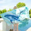 Watercolor Blue Whale Ocean Print Beach Towel Marine Wildlife Coastal Beach Blanket Soft Quick Dry Sand Free Swim Towel