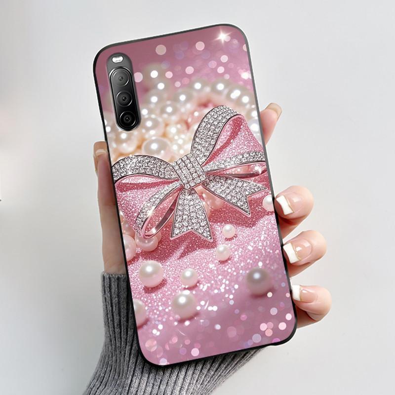 Fodral För Sony Xperia 10 II / 10 III Mobilskal Estetiskt Mode Söt Katt Astronaut Svart Silikon Mjuk Stötdämpande Baksidesskydd