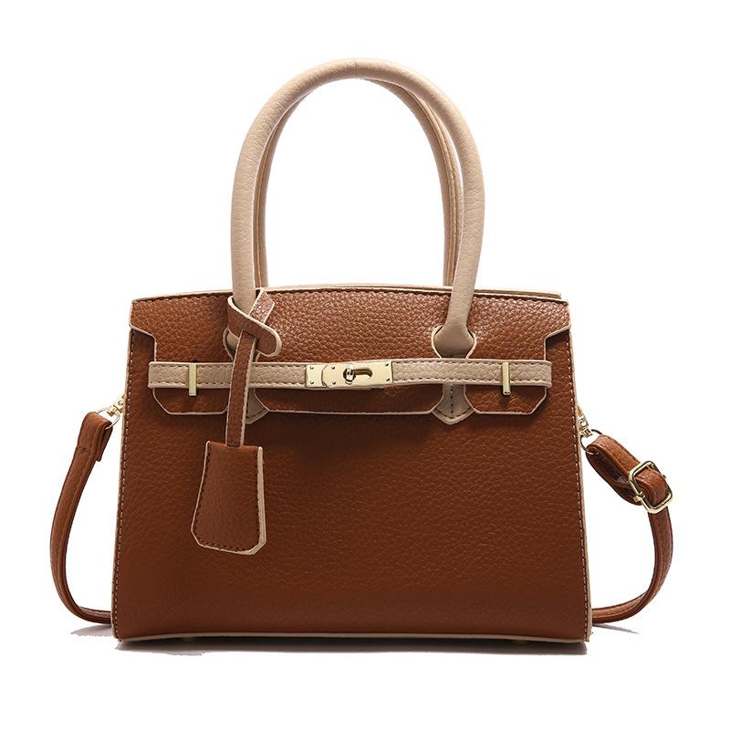 

Сумка женская осенне-зимняя новая модная простая однотонная сумка через плечо модный темперамент личи узор сумочка тренд коричневый